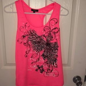Brand new hot pink sparkle wings and cross tank